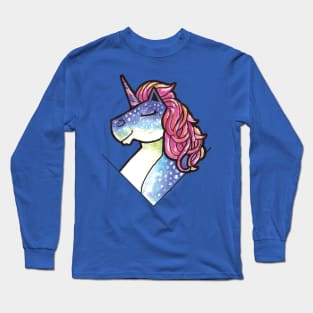 Rainbow Cute Blue Magical Unicorn - Funny Dabbing Unicorns Long Sleeve T-Shirt